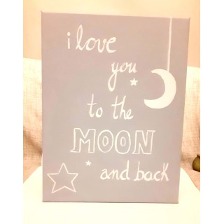 Προσωποποιημένο καδράκι “I love you to the moon and back” – Χειροποίητος καμβάς | Woodsy
