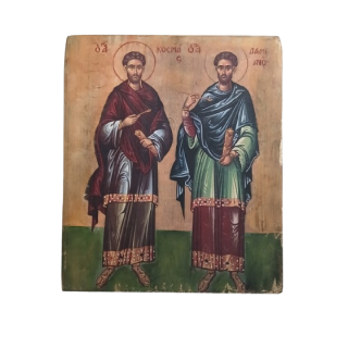 Εικόνα Άγιος Κοσμάς & Δαμιανός σε φυσικό ξύλο σε διαστάσεις (23x28cm/15x20cm)