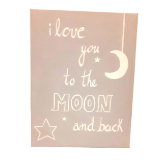 Προσωποποιημένο καδράκι “I love you to the moon and back” – Χειροποίητος καμβάς | Woodsy