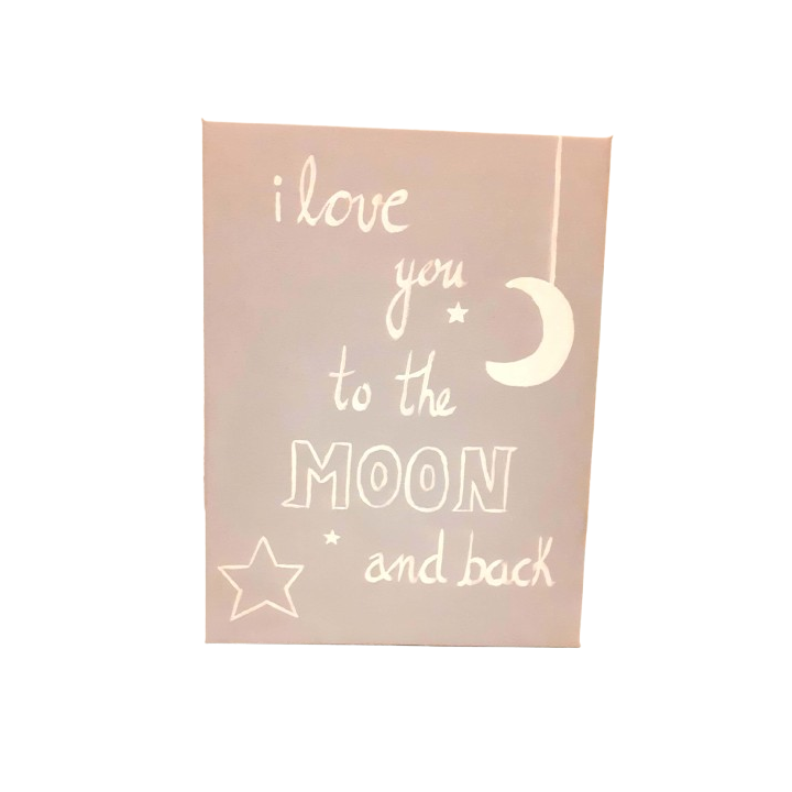 Προσωποποιημένο καδράκι “I love you to the moon and back” – Χειροποίητος καμβάς | Woodsy